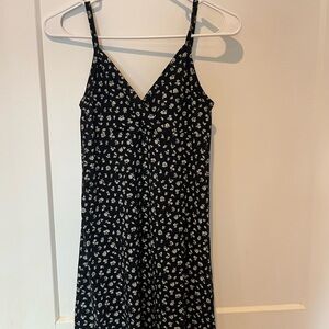 Brandy Melville Black Dress with White Floral Pattern
